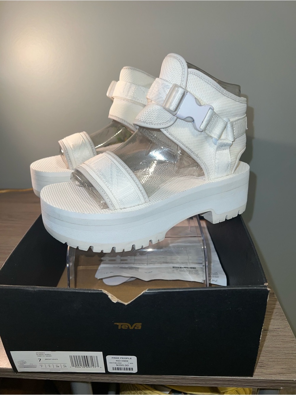 Teva White Chunky Platform Sandals with Adjustable Straps - Picture 2 of 16